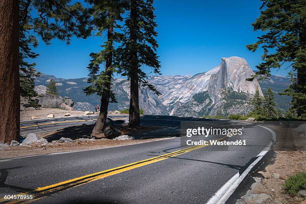 usa, california, yosemite national park, road and half dome - yosemite valley stock pictures, royalty-free photos & images