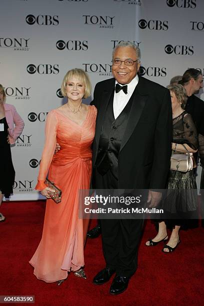 Cecilia Hart and James Earl Jones attend 60th Annual Tony Awards Arrivals at Radio City Music Hall on June 11, 2005 in New York City.