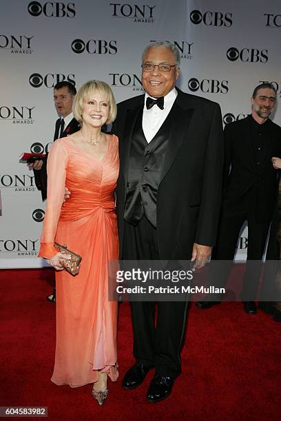 Cecilia Hart and James Earl Jones attend 60th Annual Tony Awards Arrivals at Radio City Music Hall on June 11, 2005 in New York City.