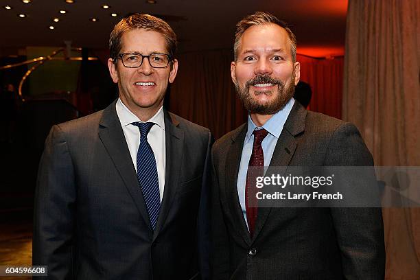 Amazon's Senior Vice President for Global Corporate Affairs Jay Carney and Vice President of Public Policy Brian Huseman attend the Amazon...