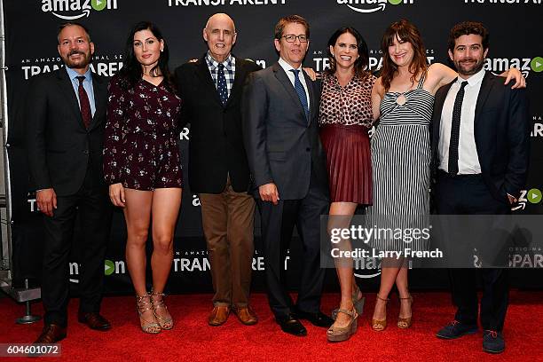 Brian Huseman, Trace Lysette, Jeffrey Tambor, Jay Carney, Amy Landecker, Kathryn Hahn, and Joe Lewis attend the Amazon "Transparent" Screening on...