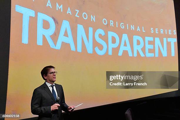 Amazon's Senior Vice President for Global Corporate Affairs Jay Carney speaks onstage at the Amazon Transparent Screening on September 13, 2016 in...