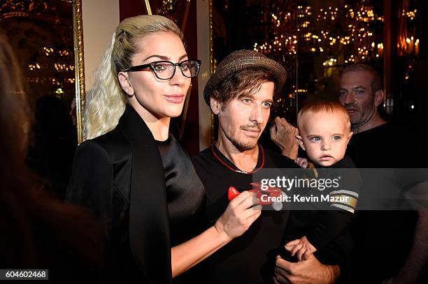 Lady Gaga and photographer Steven Klein attend Brandon Maxwell show during New York Fashion Week at Russian Tea Room on September 13, 2016 in New...