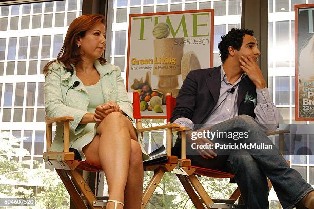 Karine Ohana and Zac Posen attend The Art of Design: TIME Style & Design Panel Discussion at Luce on June 13, 2006 in New York City.