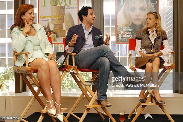 Karine Ohana, Zac Posen and Tory Burch attend The Art of Design: TIME Style & Design Panel Discussion at Luce on June 13, 2006 in New York City.