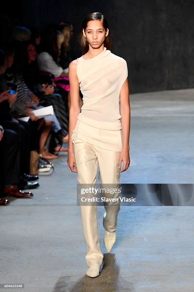A model walks the runway at Narciso Rodriguez fashion show during ...