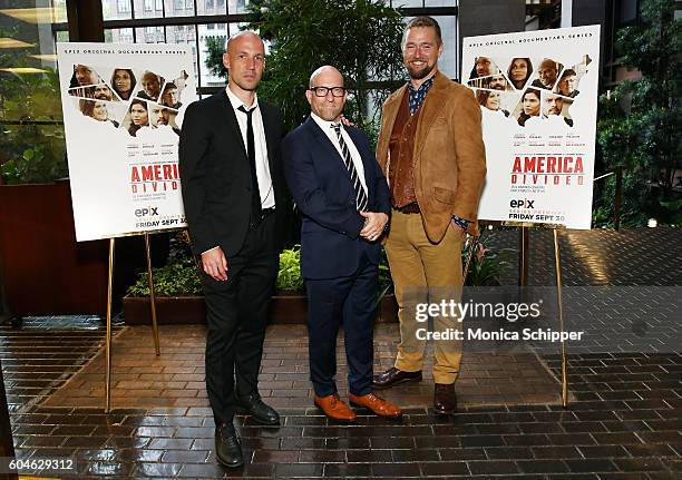 America Divided creators Richard Rowley, Solly Granatstein and Lucian Read attend America Divided EPIX & Ford Foundation Event With Norman Lear &...