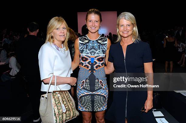 Ros L'Esperance Campbell Howe and Ritchey Howe attend the Dennis Basso SS17 fashion show during New York Fashion Week at The Arc, Skylight at...