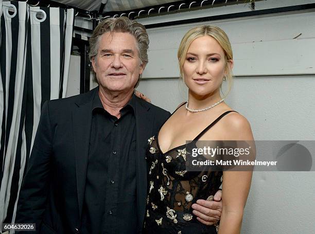Actors Kurt Russell and Kate Hudson attend "Deepwater Horizon" premiere screening party presented by Johnnie Walker at The Addison Residence on...