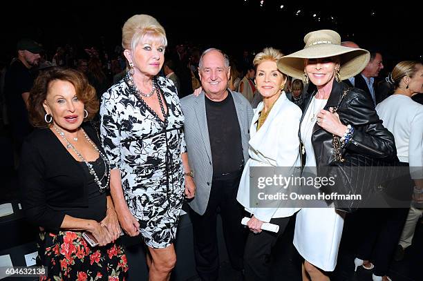 Nikki Haskell, Ivana Trump, Neil Sedaka, Leba Sedaka and Cece Black attend the Dennis Basso SS17 fashion show during New York Fashion Week at The...