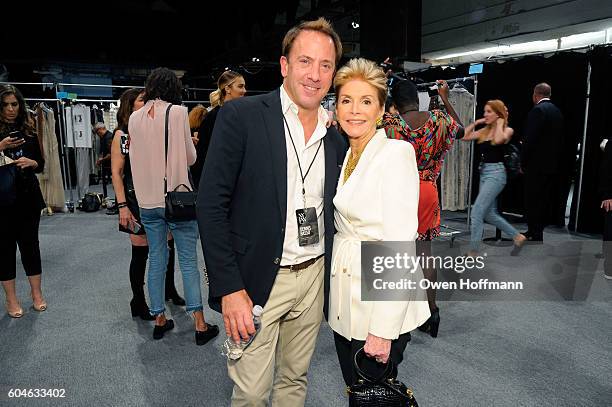 Michael Cominotto and Leba Sedaka attend the Dennis Basso SS17 fashion show during New York Fashion Week at The Arc, Skylight at Moynihan Station on...