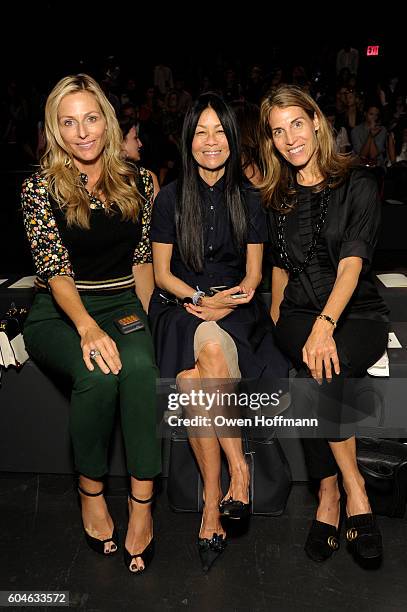 Jamie Tisch, Helen Lee Schifte and guest attend the Dennis Basso SS17 fashion show during New York Fashion Week at The Arc, Skylight at Moynihan...