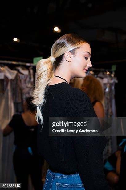 Suded Brooks attends the Dennis Basso fashion show during September 2016 New York Fashion Week: The Shows at The Arc, Skylight at Moynihan Station on...