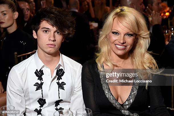 Dylan Jagger Lee and Pamela Anderson attend the UNITAS 2nd annual gala against human trafficking at Capitale on September 13, 2016 in New York City.