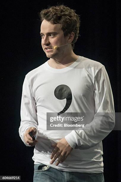 George Hotz, co-founder and chief executive officer at Comma.ai, speaks during the TechCrunch Disrupt San Francisco 2016 Summit in San Francisco,...