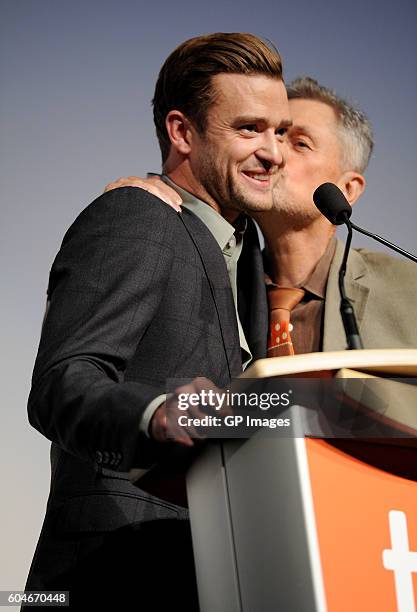 Musician/actor Justin Timberlake and director Jonathan Demme attend the "Justin Timberlake + The Tennessee Kids" premiere during the 2016 Toronto...