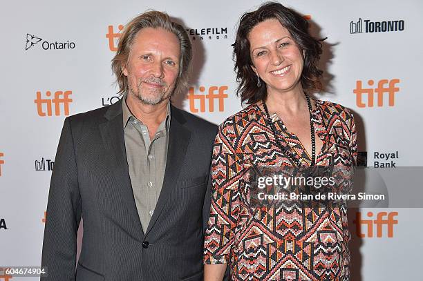 Actor John Ralston and wife Karen Waddell the "Two Lovers And A Bear" premiere during the 2016 Toronto International Film Festival at The Elgin on...