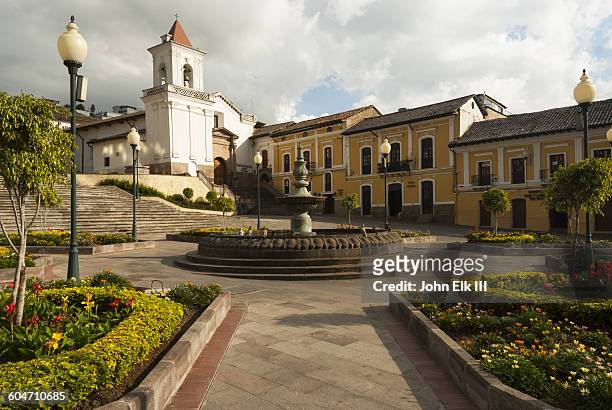 quito, san blas plaza and church - quito stock pictures, royalty-free photos & images
