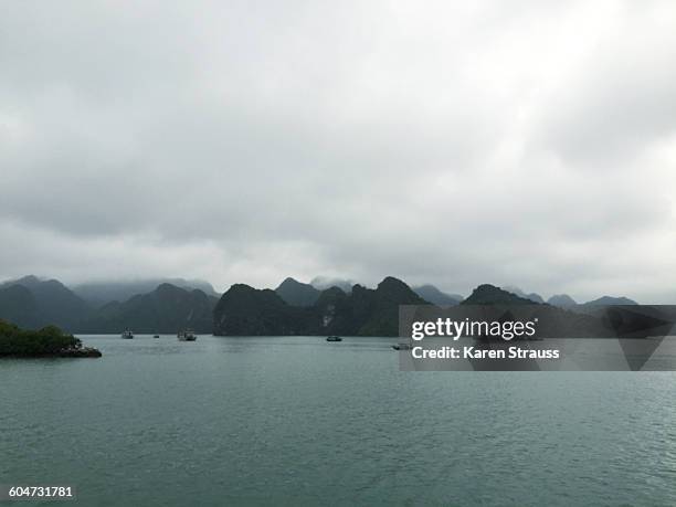 ha long bay views of limestone karsts and isles - 2be3 stock pictures, royalty-free photos & images