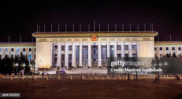 nightview of the great hall of the people - great hall of the people bildbanksfoton och bilder
