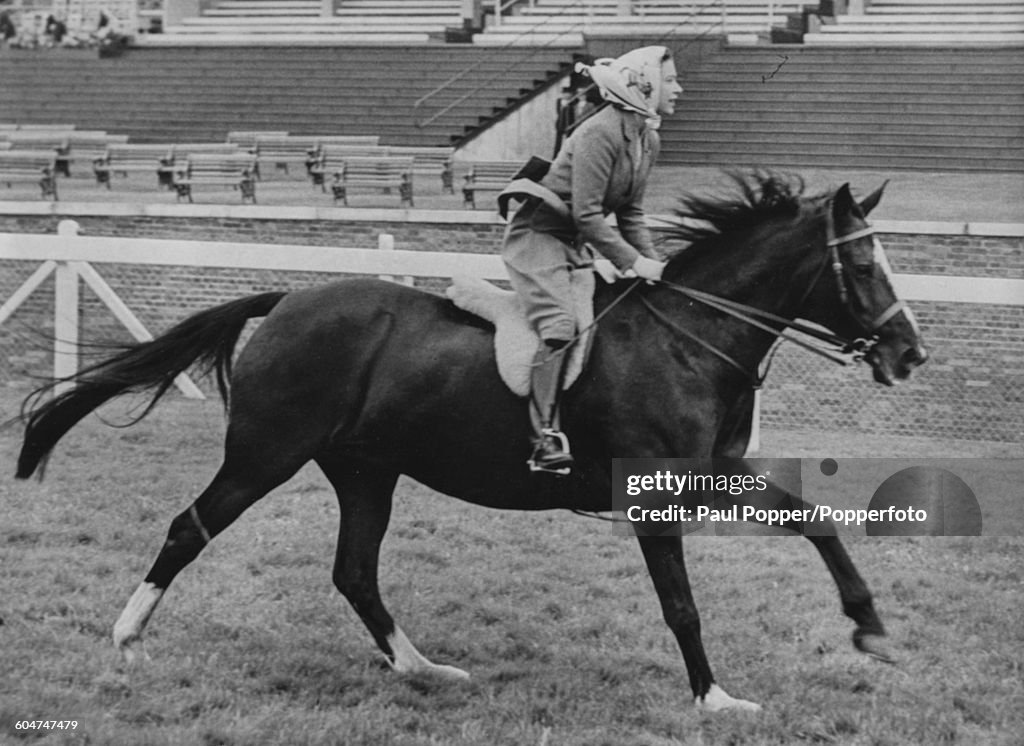 Queen Elizabeth II Rides At Ascot