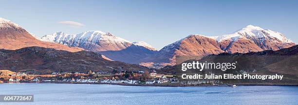 shieldaig on the shores of upper loch torridon. - shieldaig stock pictures, royalty-free photos & images