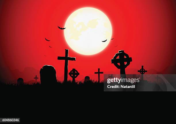 graveyard - cemetery stock illustrations