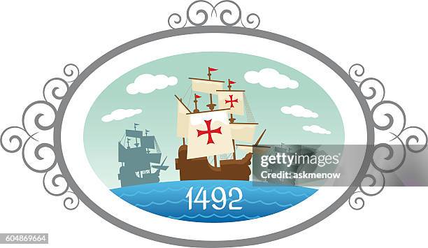 columbus-entdeckung - cristobal colon stock-grafiken, -clipart, -cartoons und -symbole