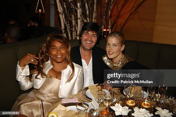 Marilyn Crawford, Michael van der Wahl and Mary Alice Stephenson attend Kimora Lee Simmons After Party dinner for her new fragrance BABY PHAT Golden...