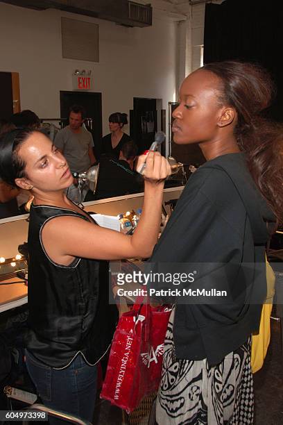 Models Backstage attends ADAM+EVE by Adam Lippes Spring 2007 Fashion Show at Banchet Flowers on September 11, 2006 in New York City.