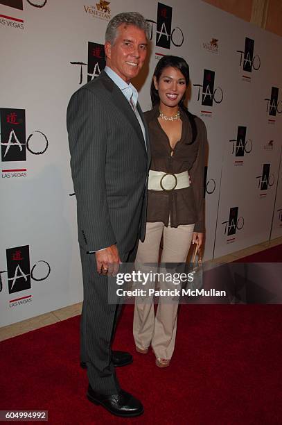 Michael Buffer and Christine Prado attend TAO Las Vegas One Year Anniversary Party at TAO Las Vegas at The Venetian Las Vegas NV on September 29,...