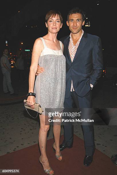 Julianne Nicholson and Jonathan Cake attend Stars Grace the Green Carpet for RAINFOREST ACTION NETWORK at The Plumm Nightclub on September 9, 2006 in...