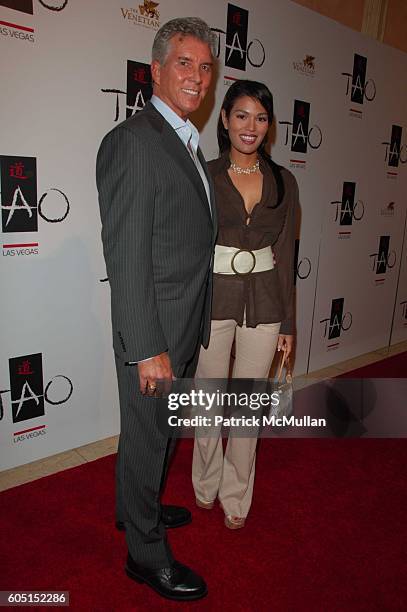 Michael Buffer and Christine Prado attend TAO Las Vegas One Year Anniversary Party at TAO Las Vegas at The Venetian on September 29, 2006 in Las...