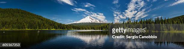 mt. hood from trillium lake - mt hood stock pictures, royalty-free photos & images