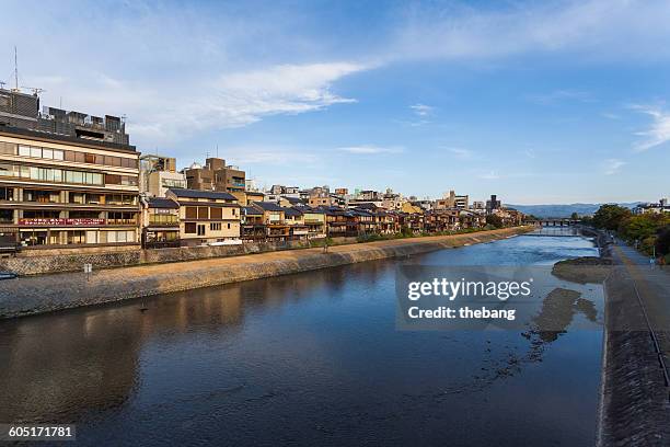 view of kamo river, kyoto, japan - kamo river stock pictures, royalty-free photos & images