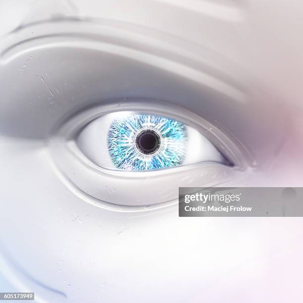 illustrazioni stock, clip art, cartoni animati e icone di tendenza di enhanced human eye - cyborg
