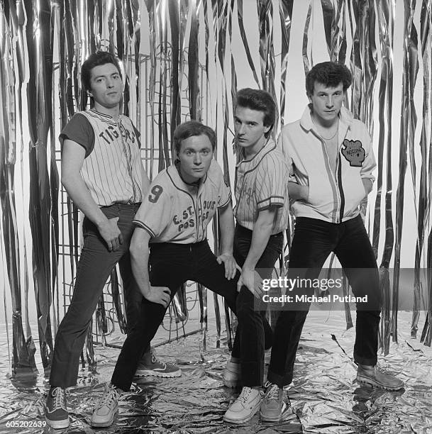 Scottish pop group, Slik, London, 20th January 1976. Left to right: bassist Jim McGinlay, keyboard player Billy McIsaac, singer and guitarist Midge...