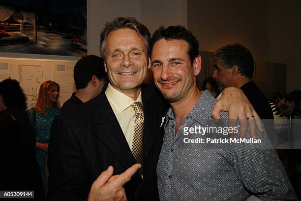 Charles Cecil and David Schlachet attend Extell Development Company presents Portraits by Brett Ratner at ALTAIR Sales and Design Gallery on May 11,...