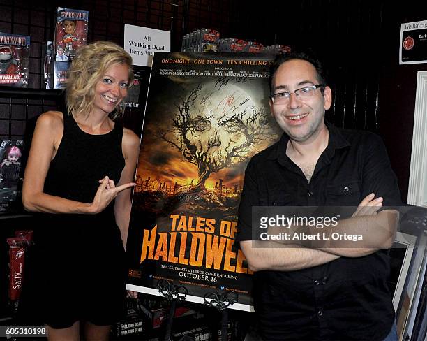 Directors Axelle Carolyn and Mike Mendez at the Signing For The BluRay Release Of "Tales Of Halloween" held at Dark Delicacies Bookstore on September...