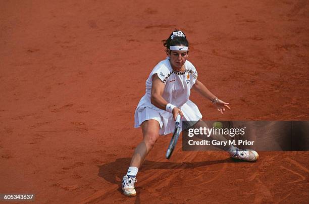 Arantxa Sanchez Vicario of Spain during the Women's Singles Final match against Steffi Graf at the French Open Tennis Championship on 10 June 1995 at...