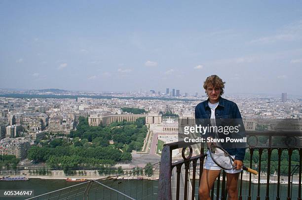 Mats Wilander of Sweden the poses for a portrait at the Eiffel Tower after winning the Men's Singles Final match at the French Open Tennis...