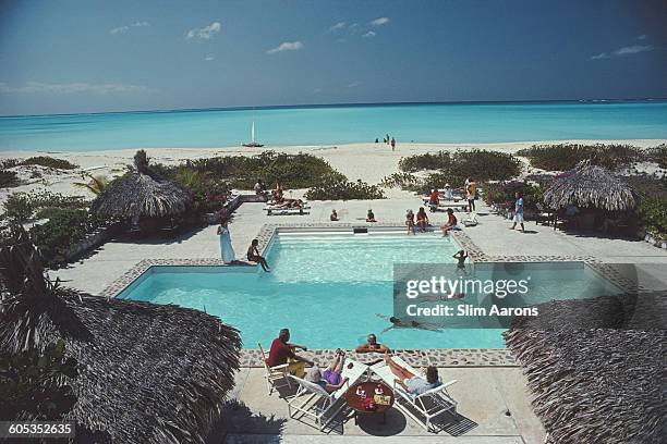 The pool at the Meridian Club, owned by Ginny and Bill Cowles, on the Turks and Caicos Islands, March 1981.