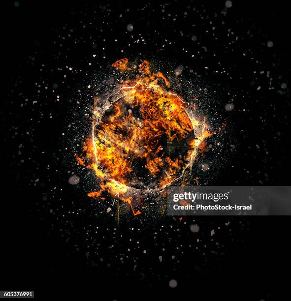 digitally generated image of exploding supernova - big bang explosion photos et images de collection