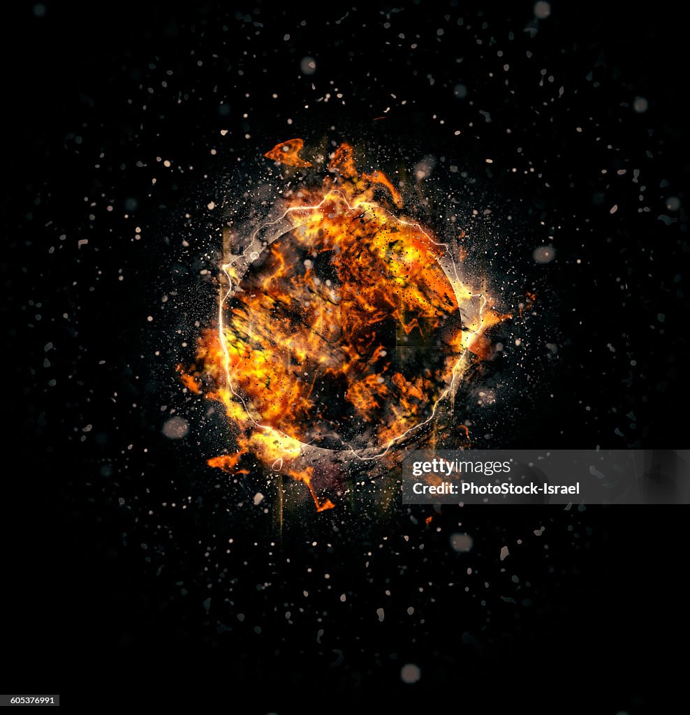 Digitally generated image of exploding supernova