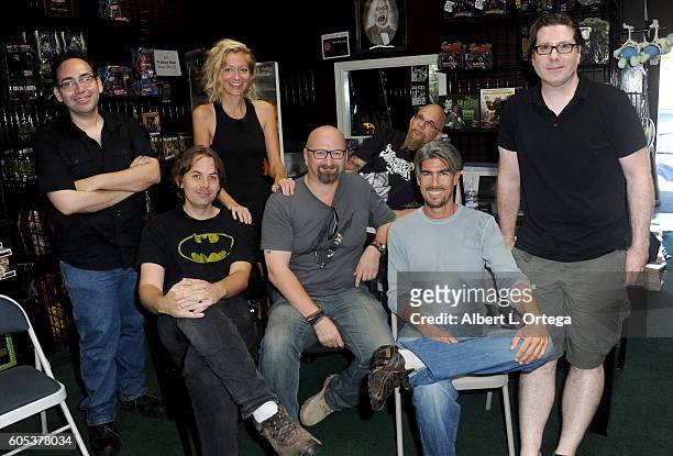 Directors Mike Mendez, Axelle Carolyn, Andrew Kasch, Neil Marshall, Adam Gierasch, Ryan Schifrin and Dave Parker at the Signing For The BluRay...