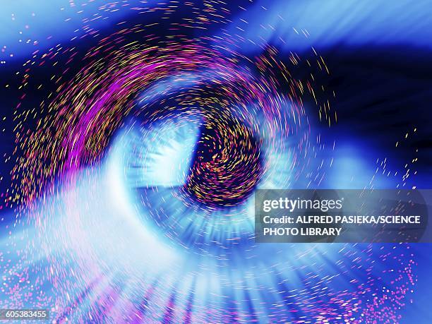 eye and colourful particles - eyesight stock illustrations