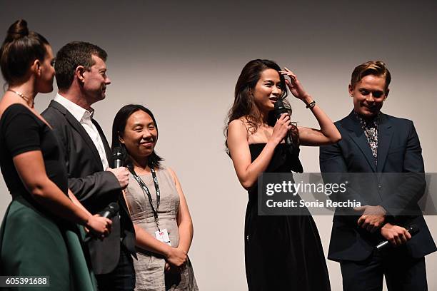 George Nolfi, Jingjing Qu and Billy Magnussen attend "Birth Of A Dragon" TIFF premiere and after-party on September 13, 2016 in Toronto, Canada.
