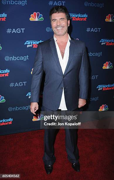 Simon Cowell arrives at "America's Got Talent" Season 11 Finale Live Show at Dolby Theatre on September 13, 2016 in Hollywood, California.