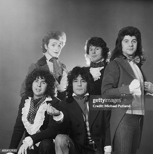 Scottish rock group The Sensational Alex Harvey Band, London, 4th December 1975. Left to right: keyboard player Hugh McKenna, guitarist Zal...