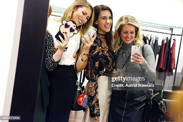 Jackie Giardina, Natalie Zfat and Hallie Friedman attend the Lafayette 148 store New York Fashion Week Event with Noelle Dubina and Natalie Zfat at...